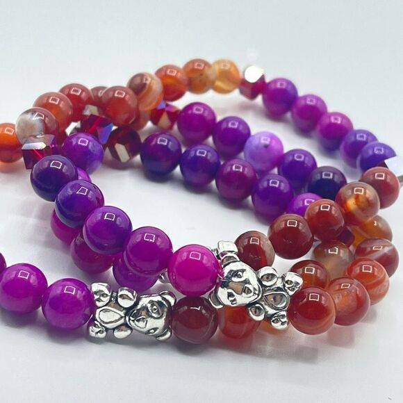 Crystal beaded stretch bracelet ONE NEW sugalite carnelian reiki meditation yoga - Picture 9 of 9